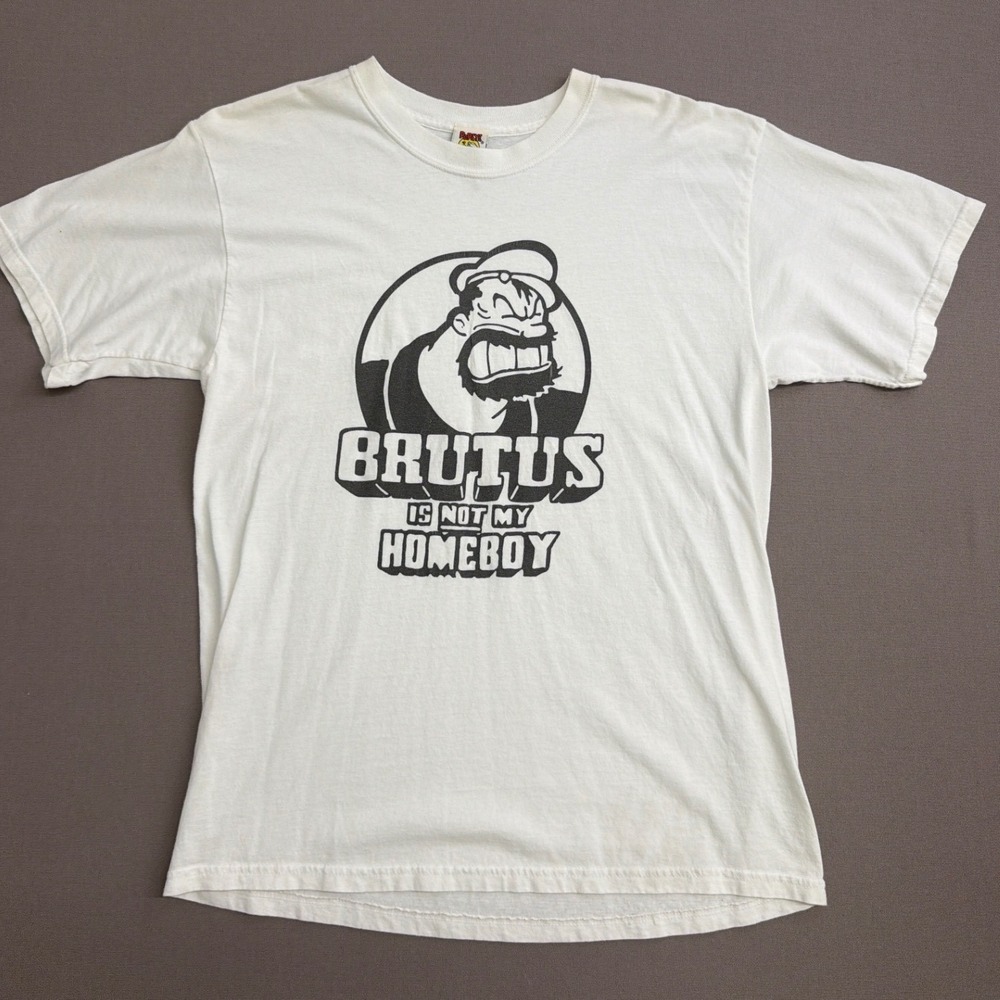 Popeye Brutus Is Not My Homeboy Graphic T-Shirt Mens Large White Tshirt